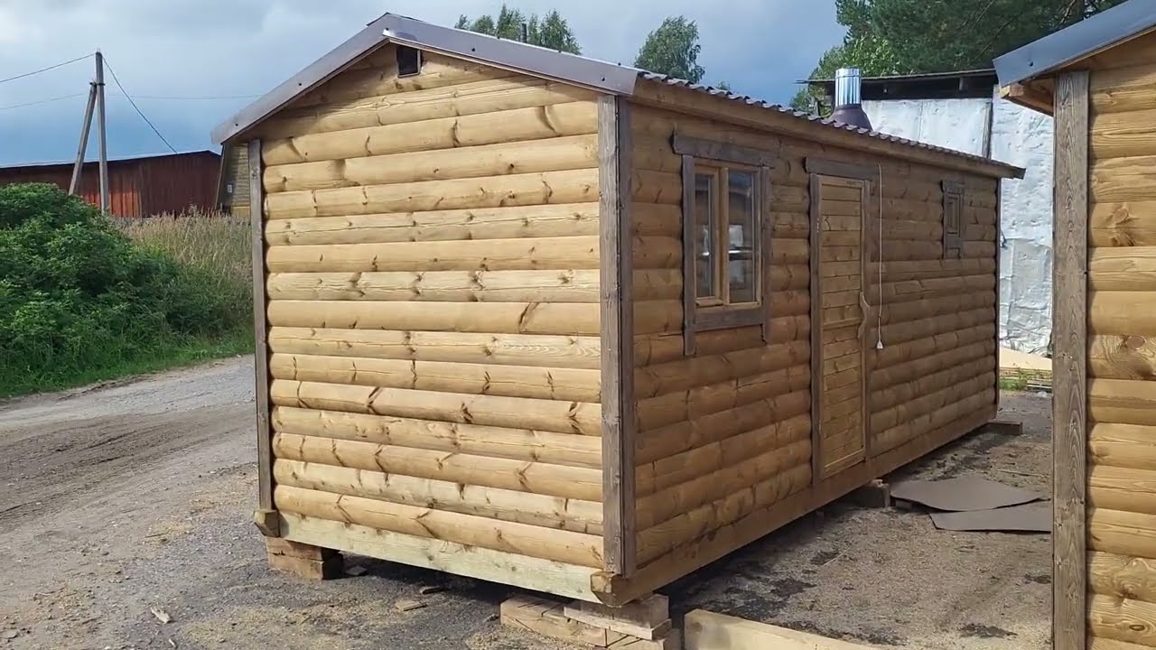 Готовая мобильная баня снаружи